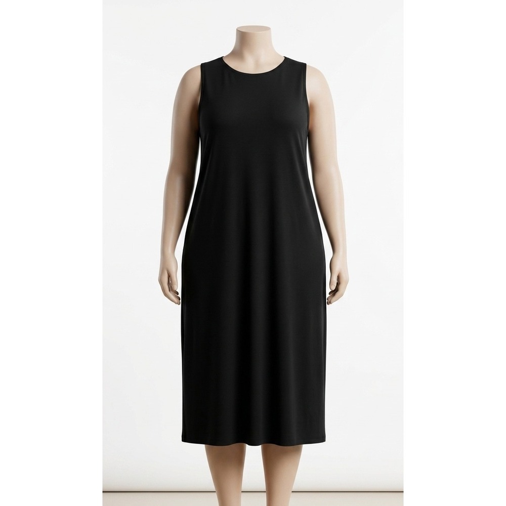Plus Size 5XL Solid Black Sleeveless Shift Dress Everyday Casual Summer